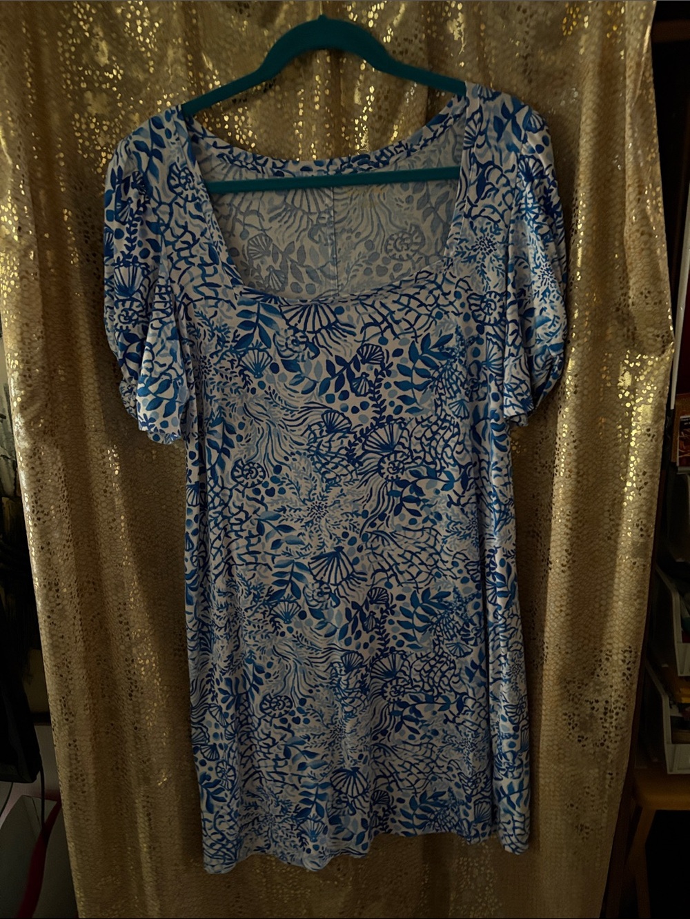 Lilly Pulitzer Blue and White Floral Shift Dress